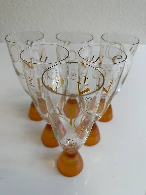 Bicchieri: Design Champagnergläser 6 Stück mit Goldrand – Usato da Obernau venduto da Arche_Noah_Brocki