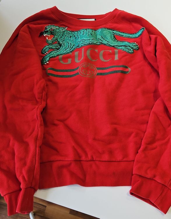 Gucci Pullover, rot mit Tiger-Motiv, Grösse S Top Zustand (D