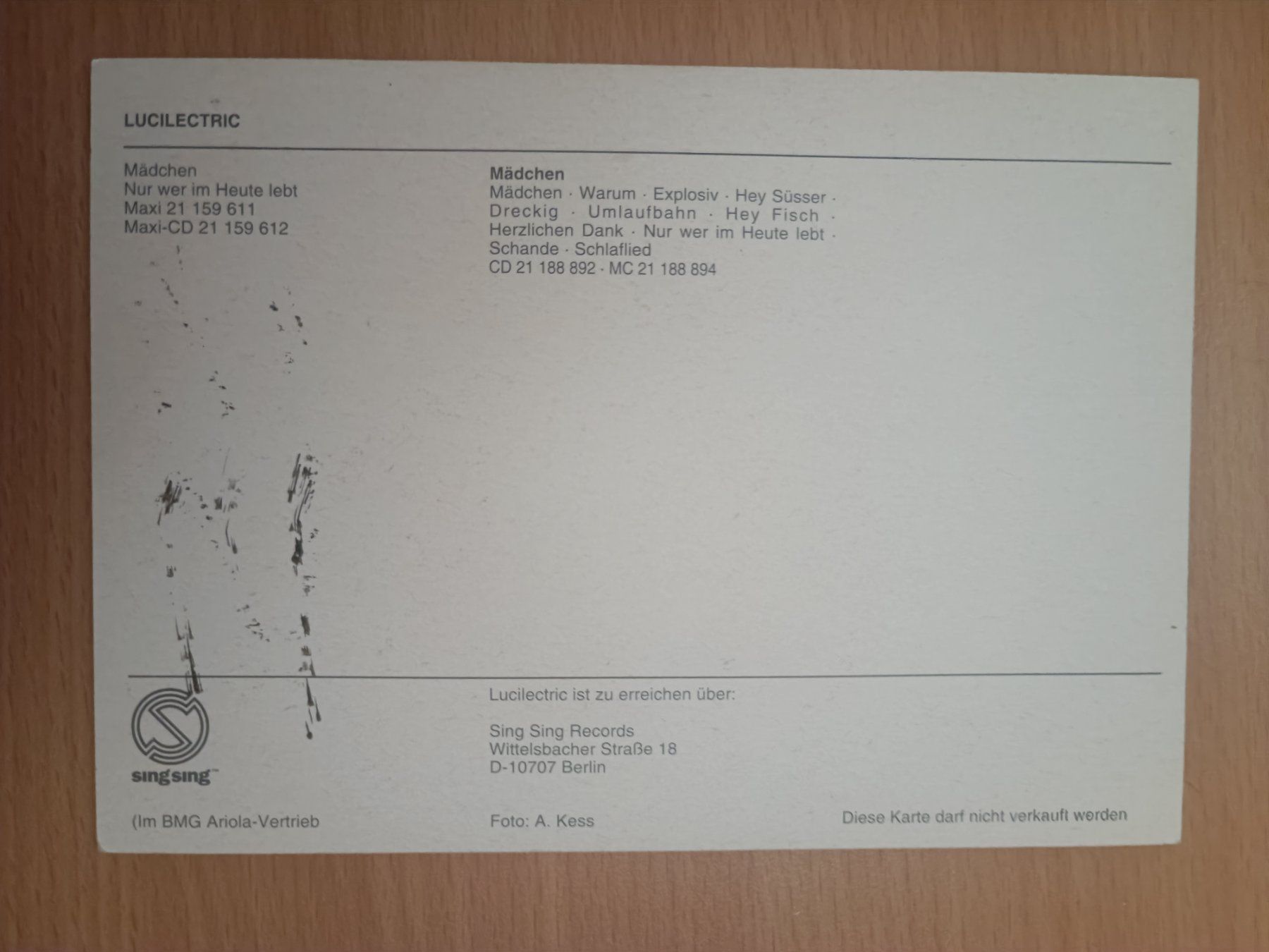 Autografi: Lucilectric - handsignierte Autogrammkarte – Usato da Menziken venduto da Artographs 1
