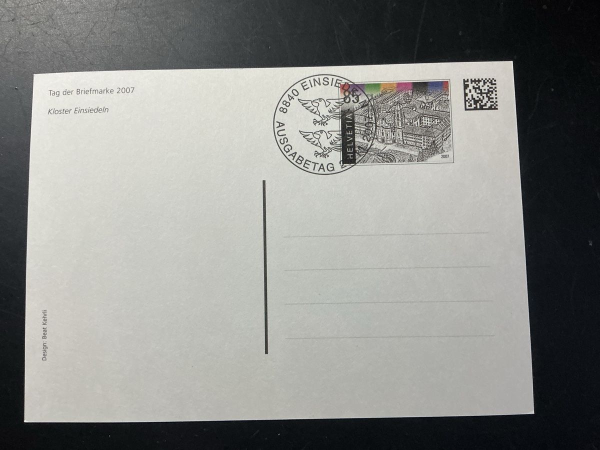 Cartes postales: Ansichtskarte Kloster Einsiedeln Tag der Briefmarke 2007 – D'occasion à Hedingen par Juniswiss 1