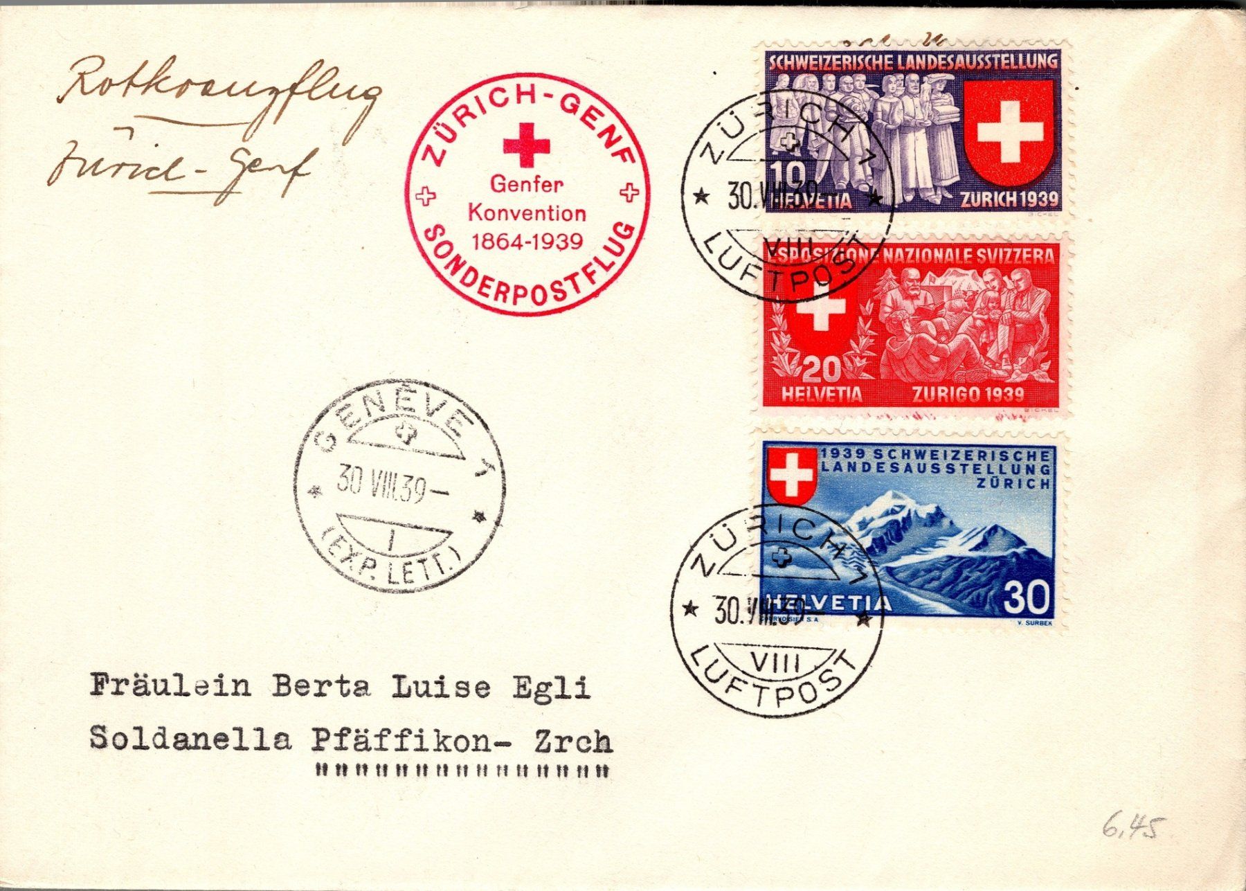 Tous les timbres: CH - Flugpost - Sonderflug - SF 39.6b – D'occasion à Rombach par VENTIS-Auktionen 1
