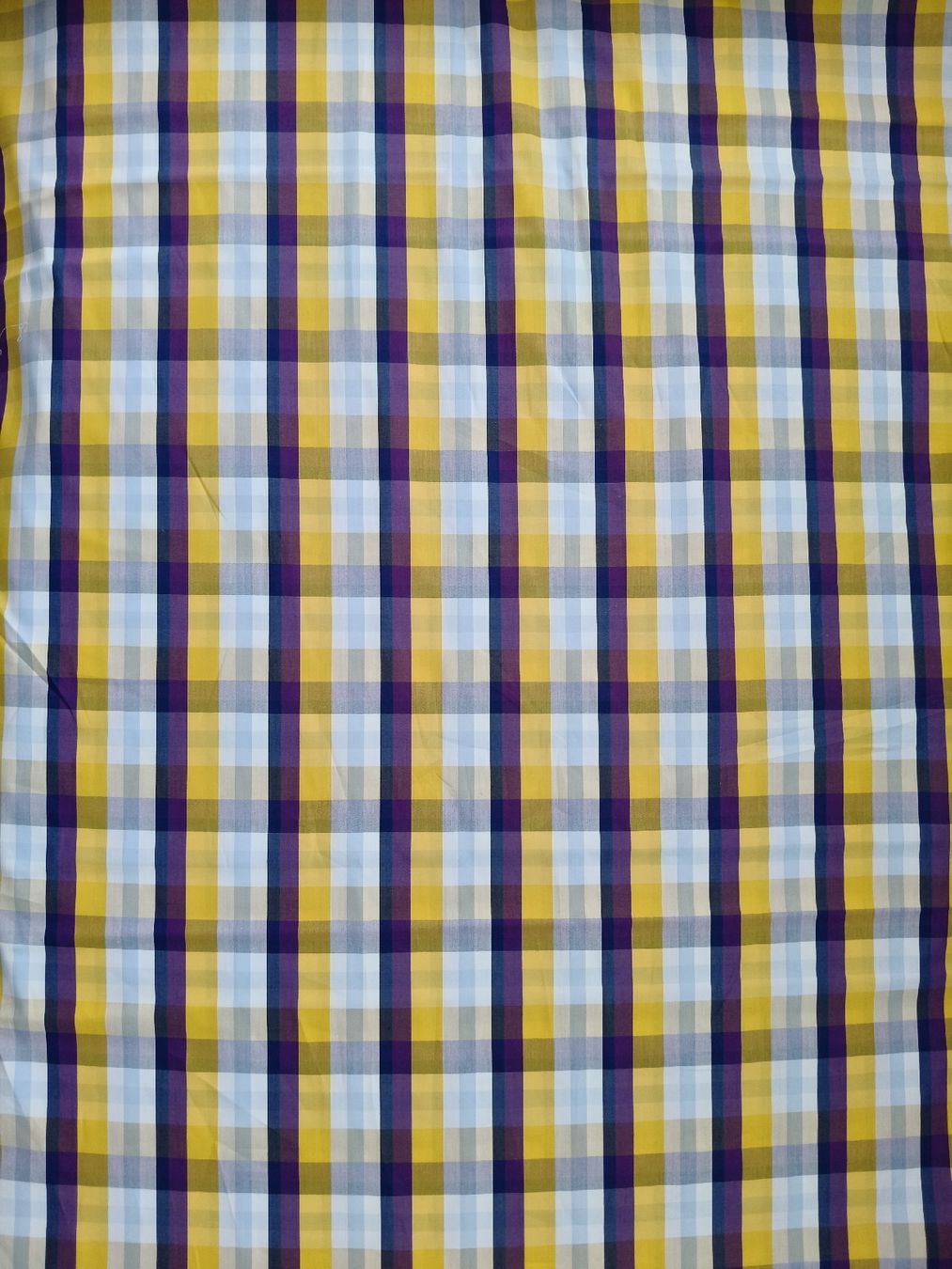 Tessuti: Fabric Plaid Pattern Yellow Purple Blue Cotton Width 150cm – Nuovo e nell'imballaggio originale da Zürich venduto da sha_vw65