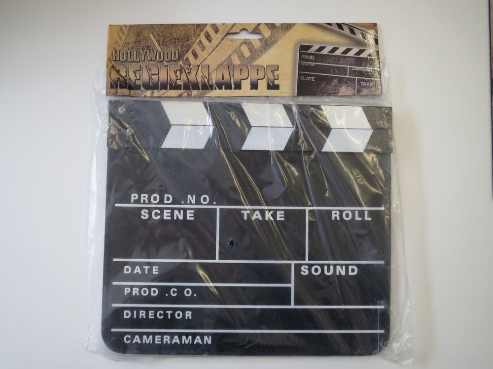 Filmklappe / Regieklappe Aus Holz – 30x26,5 Cm, Für Mottopartys & Deko