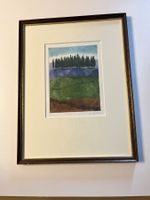 Lithografie Landschaft mit Zypressen 25/75 signiert gerahmt