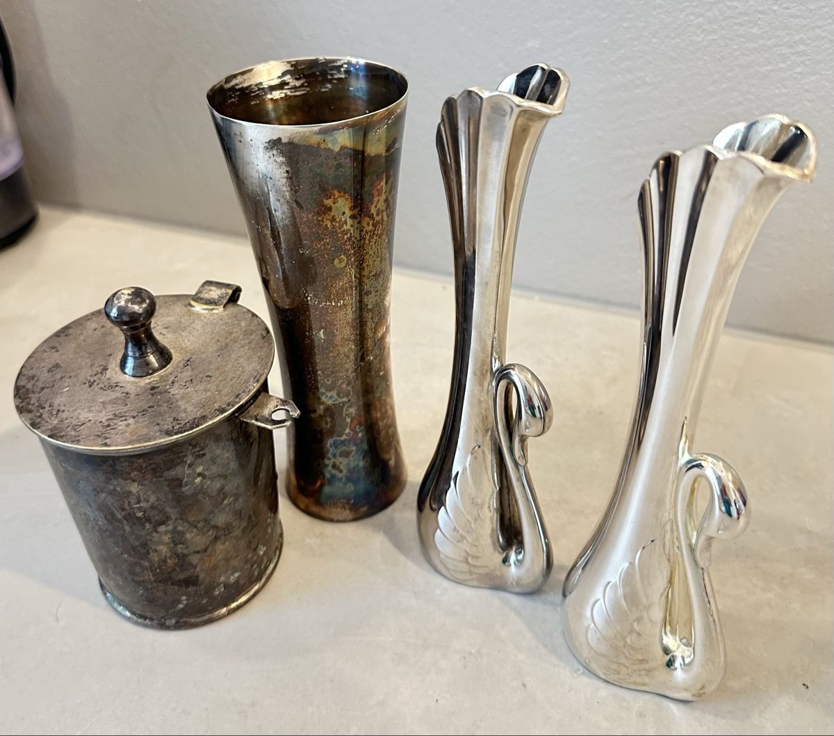 Tutte le decorazioni: Vintage Konvolut versilberte Metallwaren – Usato da Nebikon venduto da Vanessa2003 2