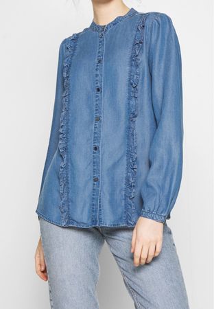 Chemisier en jean ONLY avec volants, taille 36, parfait!