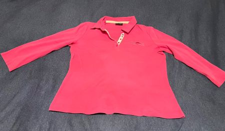 Pink Poloshirt-Bluse 3/4 Ärmeln, Grösse M