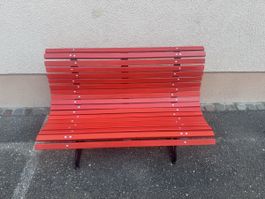 Gartenbank rot Holz - Metall