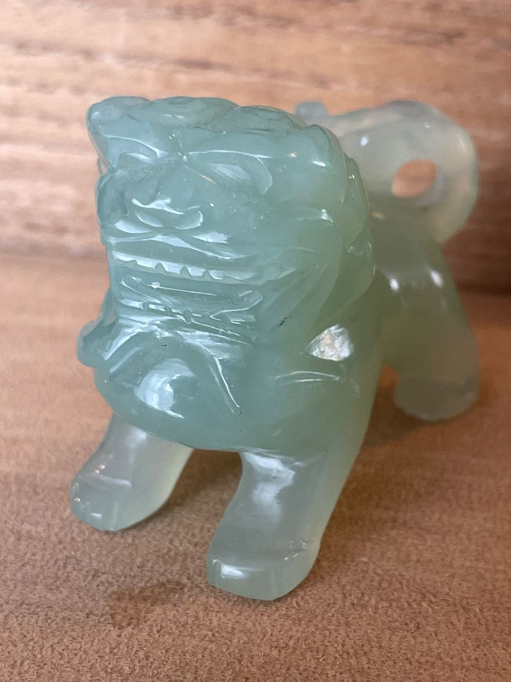 Statuette: Jadeit Stein Tierfigur, chinesischer Wächter Löwe hell – Usato da Embrach venduto da Gauvain1 4
