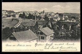 Rüti /Zürich, Ortsansicht mit Viadukt 