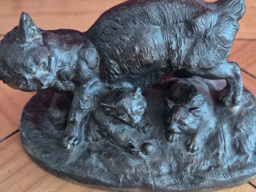 Statuette: Sculpture chat, chatte et chattons bronze Théophile Hingre – Usato da Fully venduto da tameab 2