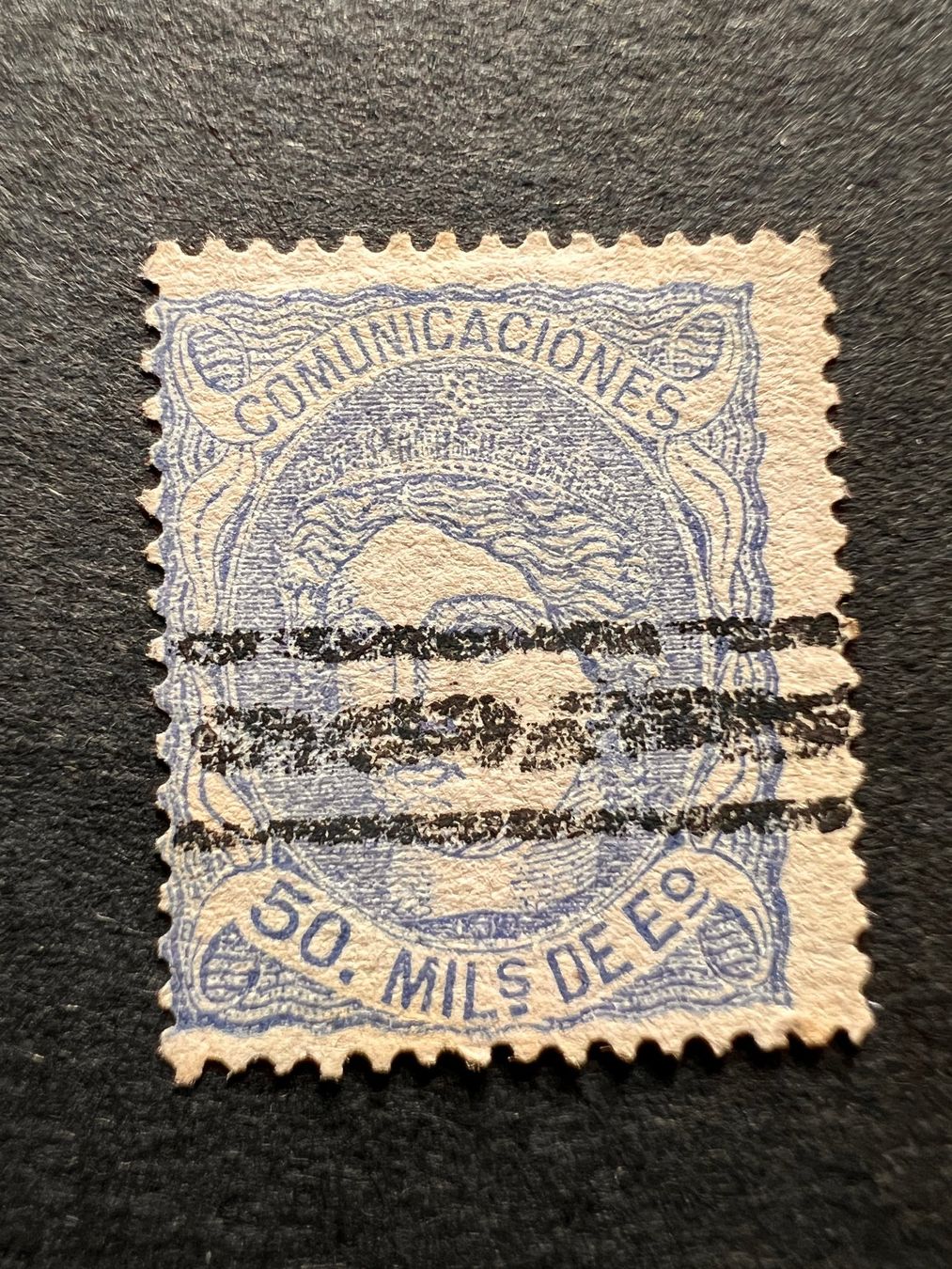 Alle Briefmarken: Spanien Mi. 101a  1870   gest. (2308) – Gebraucht aus Hinwil von Sidi4 1