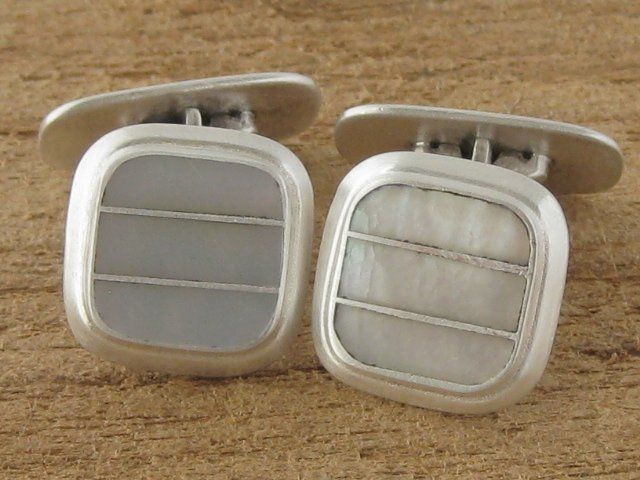 Gemelli: Vintage Manschettenknöpfe Silber 835 Perlmutt – Usato da Ermatingen venduto da Decovin 1