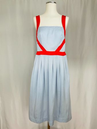 Wunderschönes Komodo Kleid, Sommerkleid hellblau/rot, Gr. 3