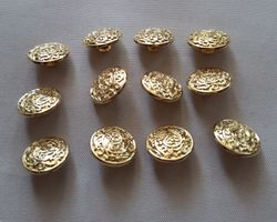 Knöpfe, goldfarben, 12 Stück, 16 mm.