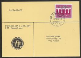 Ballon Schweiz 1984 Pratteln Miécourt Luftpost