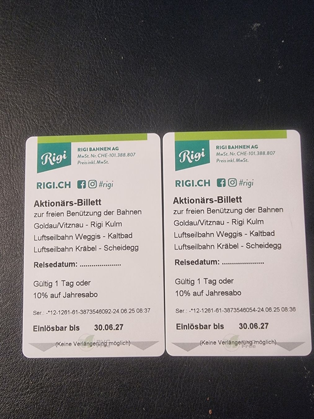Gutscheine: 2 Tageskarten Rigi Bahnen – Neu und originalverpackt aus Engelberg von Klack40