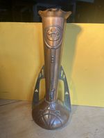 Kupfervase mit Messingelementen Art Deco gebrauchter Zustand