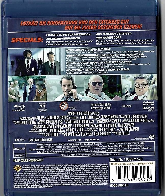 Tutti i DVDs: Argo - Blu-ray Film – Usato da Dörflingen venduto da Super-Bob 1