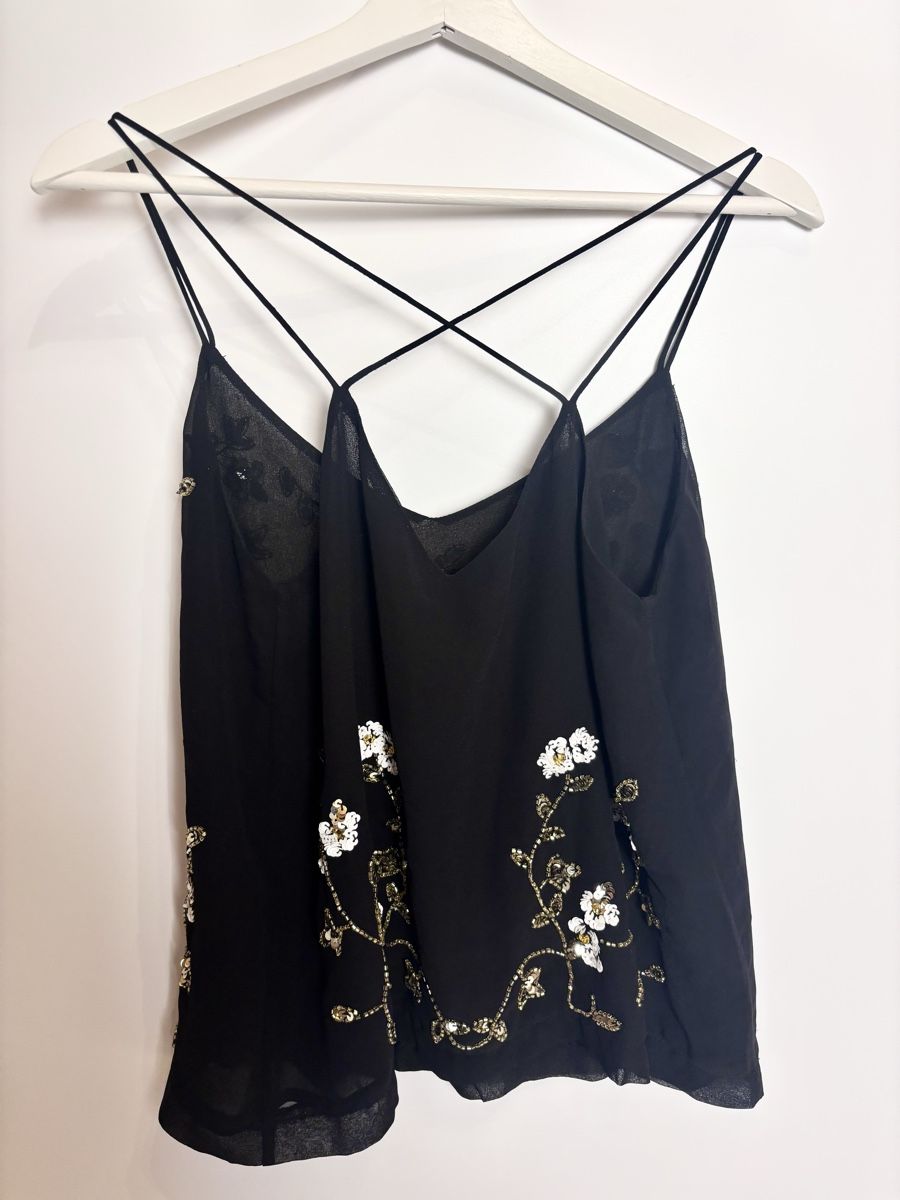 Camicette: vintage unique flower sequin camisole top – Usato da Leissigen venduto da lamooniade 2