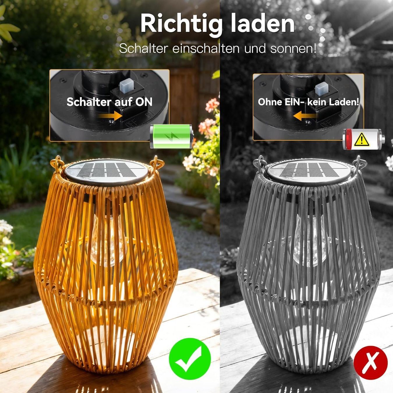 Lanterne: Solar Laterne 2er Set Rattan Boho wasserdicht – Nuovo e nell'imballaggio originale da Dietikon venduto da Abverkauf10