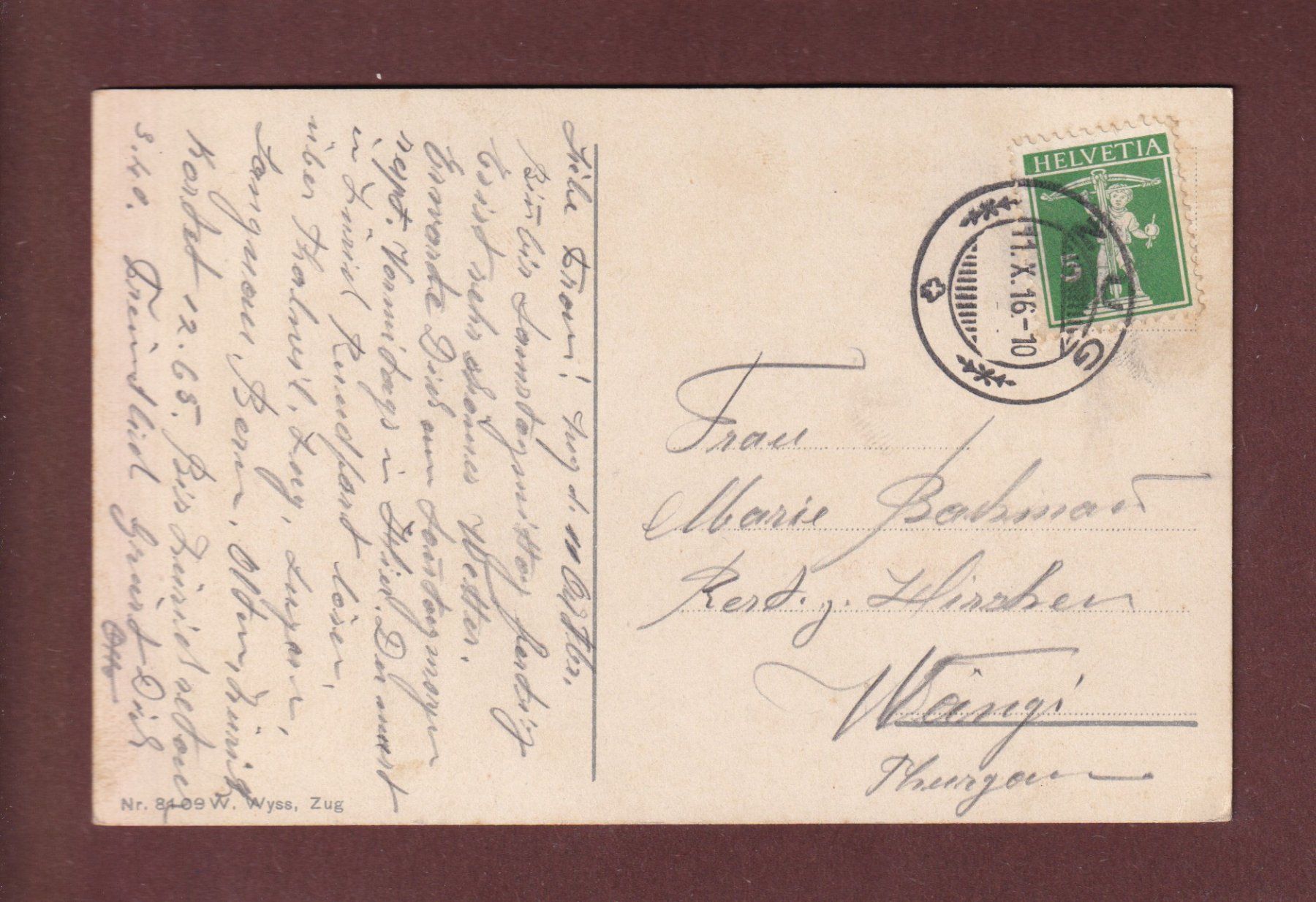 Ansichtskarten: ZUG - 1916 – Gebraucht aus Pully von nicecards-shop 1