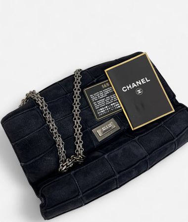 Chanel 2.55 Suede Single Flap Shoulder Bag – Schwarz