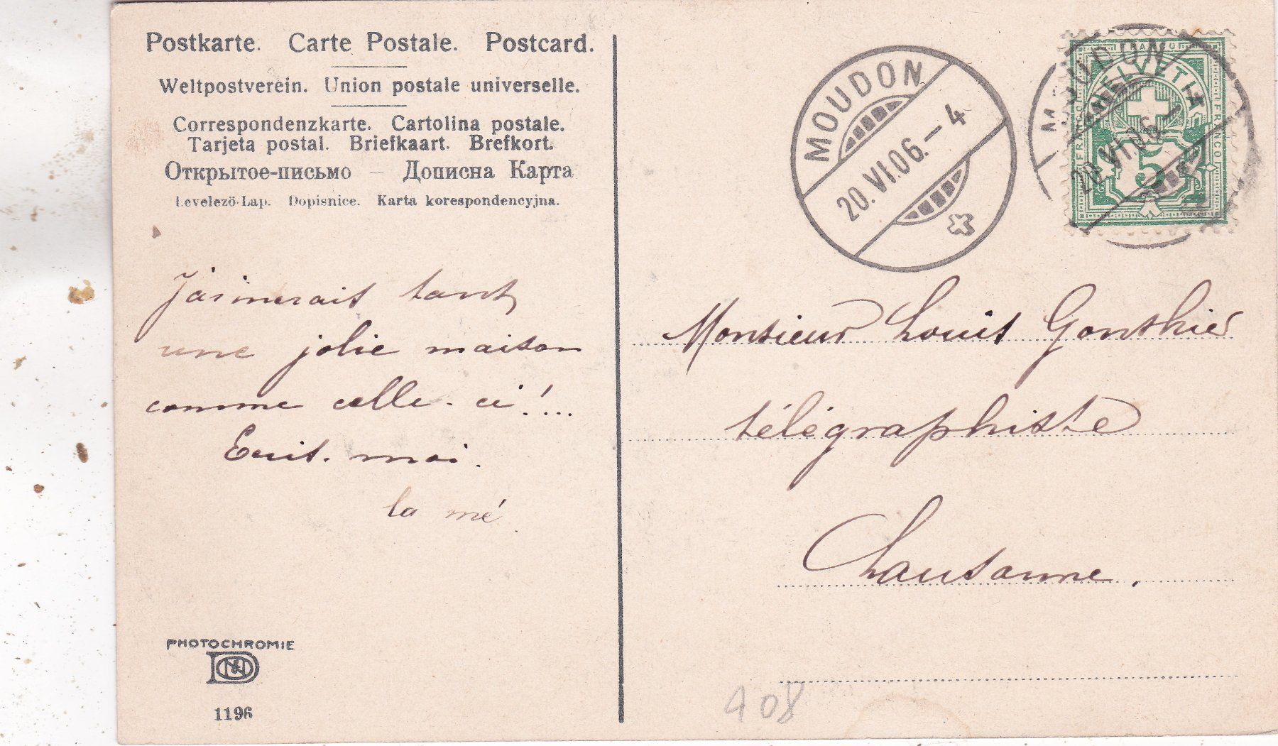 Cartoline postali: Kitsch Haus irgendwo ??? 1906 – Usato da Herisau venduto da Lisegrat2008 1