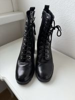 Dune Leather Boots, Size 40, Black, Lace-Up, Heel Boots