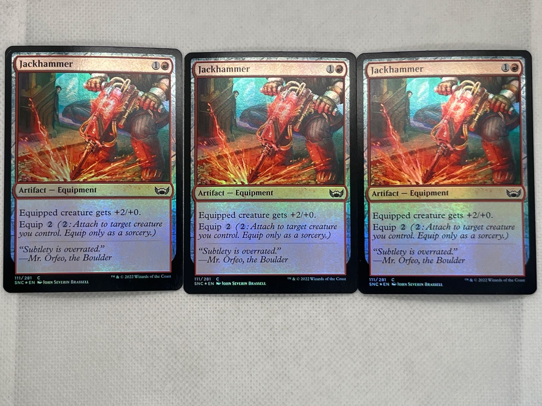 Magic The Gathering Carte collezionabili: Magic Jackhammer Foil, 3x Karten, SNC, 111/281 – Usato da Hinterkappelen venduto da Kim1992