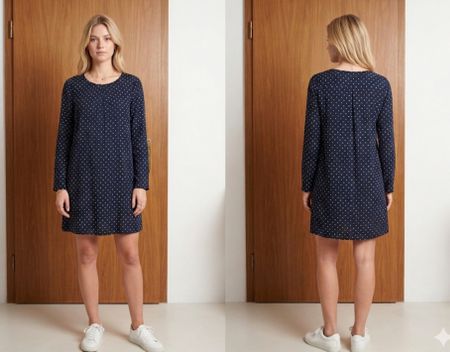 Robe Sezane bleu marine à petits cœurs blancs Taille  42