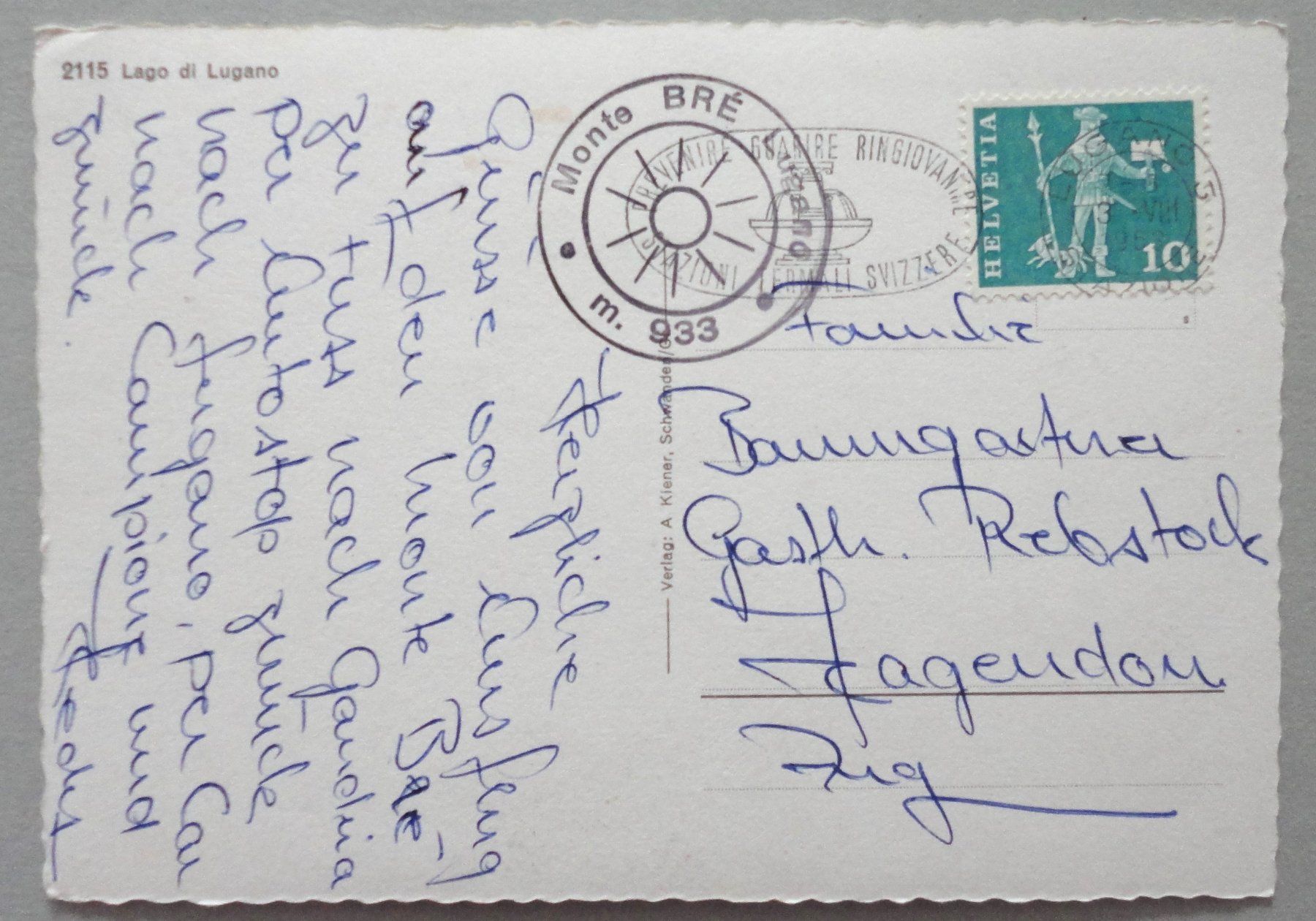 Cartoline postali: Lago di Lugano – Usato da Fétigny venduto da Billy2miny 1