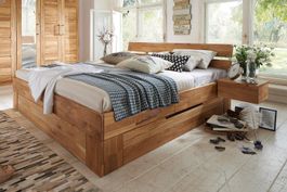 Schubladenbett NXT Wildeiche massiv 160 x 200 cm