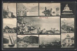 AK Montreux, Eglise, Kursaal, Caux, 1905