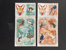 Kuba 1967 Lot Weihnachten Vögel 6er-Block  Zierfeld gestemp.