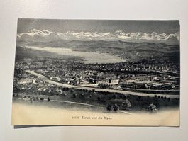 ALTE ANSICHTSKARTE, Zürich und die Alpen