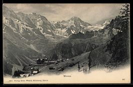 Mürren, Dorf mit Bergen und Gletschern