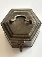 Hexagon-Dose aus Messing, Vintage, antik, (I4)