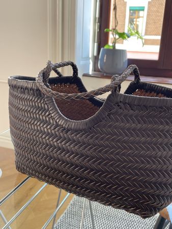 Handtasche Korbtasche Leder braun geflochten neu
