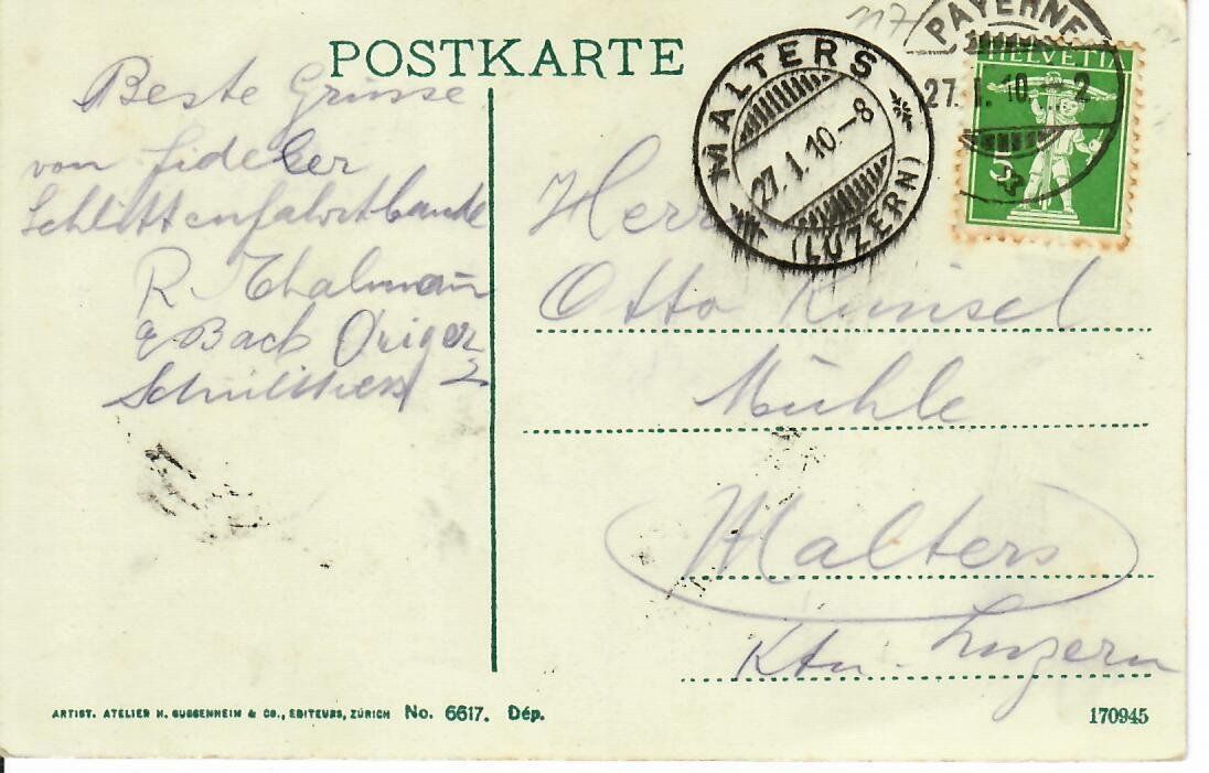 Cartoline postali: Payerne 1910 – Usato da Hochdorf venduto da Ziegel-16 1