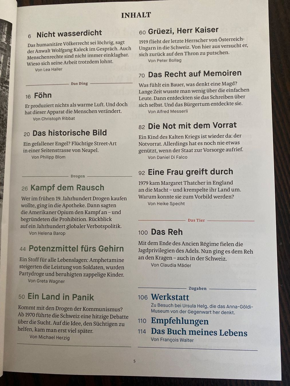Riviste & Magazine: NZZ Geschichte: Kampf dem Rausch – Usato da Erlinsbach SO venduto da Silverstorm 2