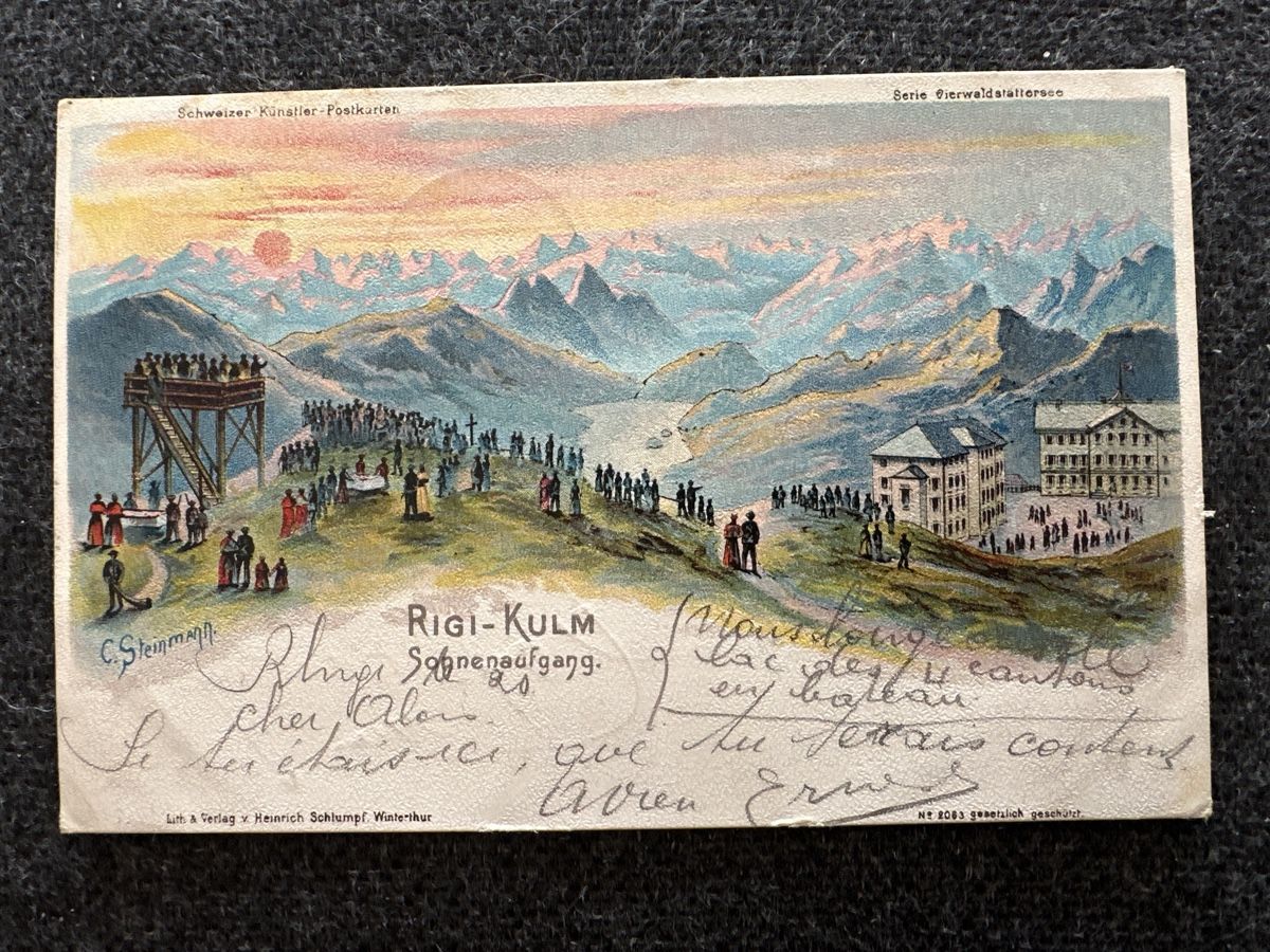 Cartoline postali: Rigi-Kulm Litho Schlumpf 1902 – Usato da Wettingen venduto da OttoNeuerName