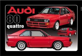 Blechschild-AUDI 80 QUATRO ROT