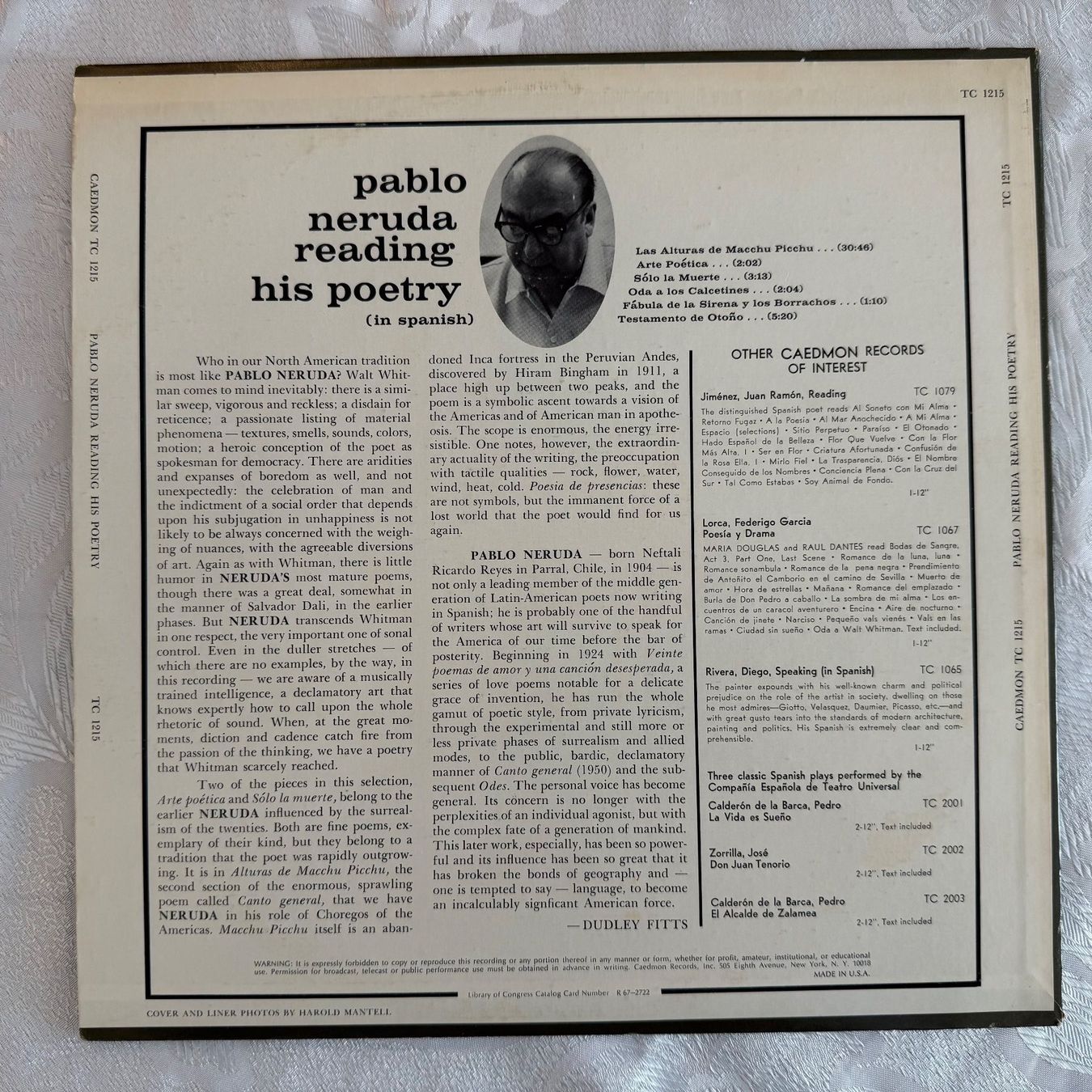 Dischi in vinile: PABLO NERUDA .. reading his poetry – Usato da Zürich venduto da fehlton 1