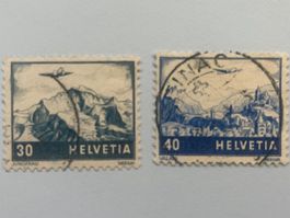 1948, Farbänderung der Landschaftsbilder F43-F44, gestempelt
