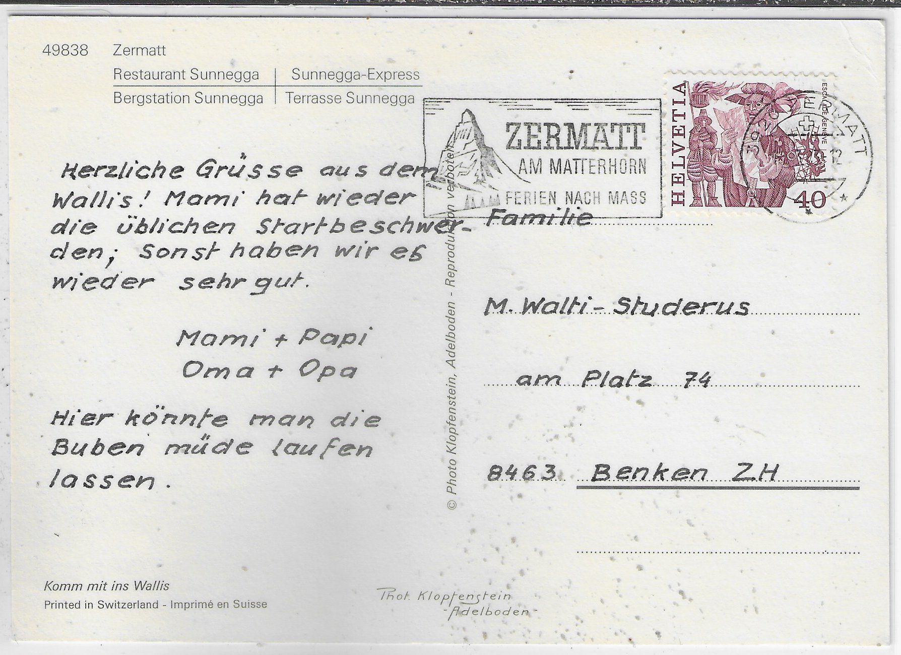 Cartoline postali: Sunnegga - Sunnegga-Express, Bergstation, Restaurant – Usato da Ettingen venduto da Kartenplanet 1