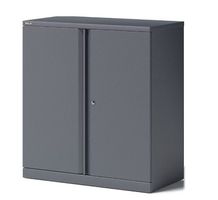 BISLEY Schiebetürenschrank, Stahl, schwarz, 2 Fachböden