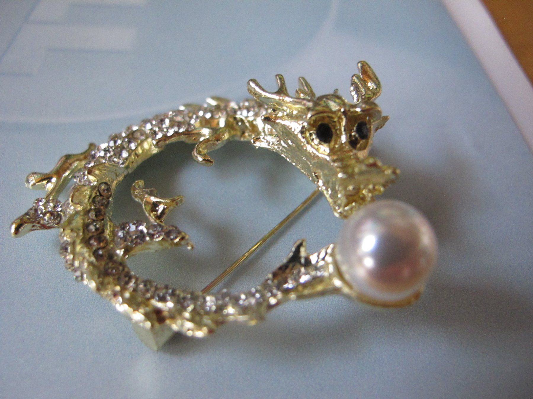 Broschen & Nadeln: Drache Brosche mit Perle, goldfarben, neu – Neu (gemäss Beschreibung) aus Löhningen von Chimae67 3