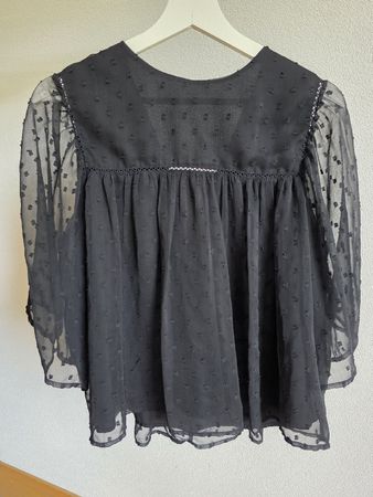 Mango Suit Bluse Schwarz – Gr. L – transparente Ärmel