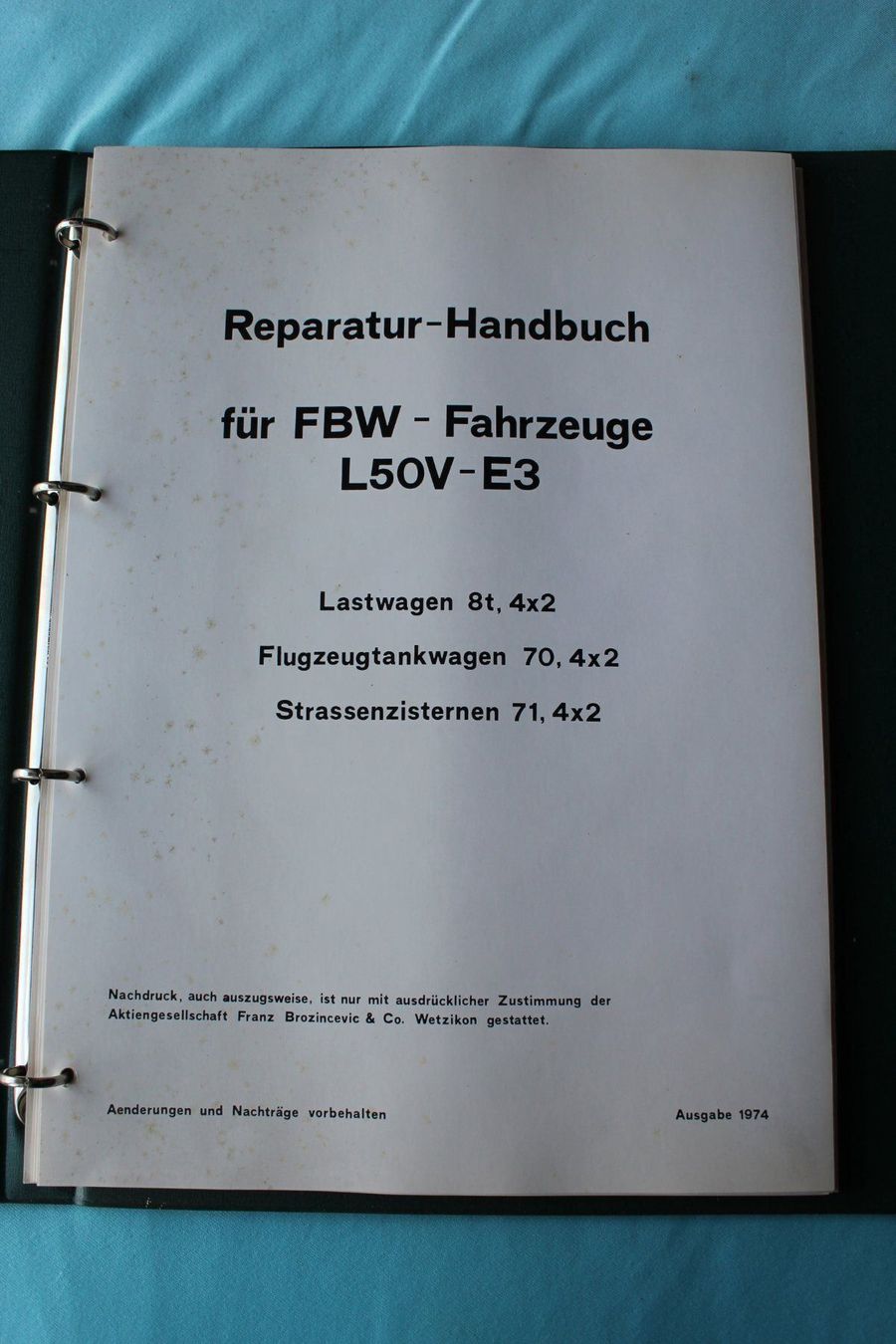 Autocarri: Reparatur-Handbuch FBW 8t 4x2 L50V-E3 – Nuovo (secondo la descrizione) da Holzhäusern ZG venduto da Sunqueen 1